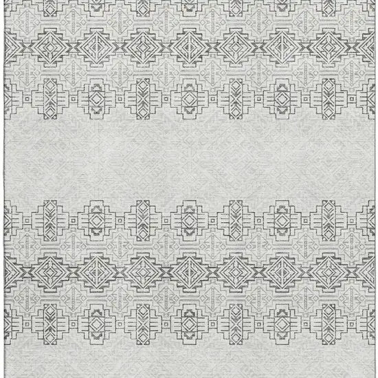 Gray And Ivory Southwestern Washable Area Rug With UV Protection Photo 4