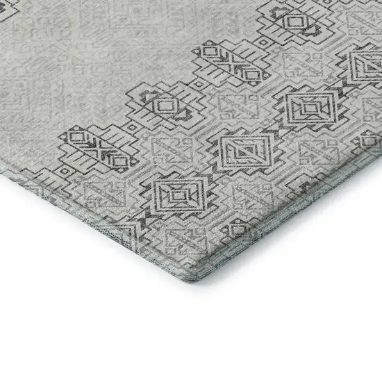 Gray And Ivory Southwestern Washable Area Rug With UV Protection Photo 7