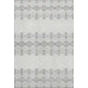 Photo of Gray And Ivory Southwestern Washable Area Rug With UV Protection
