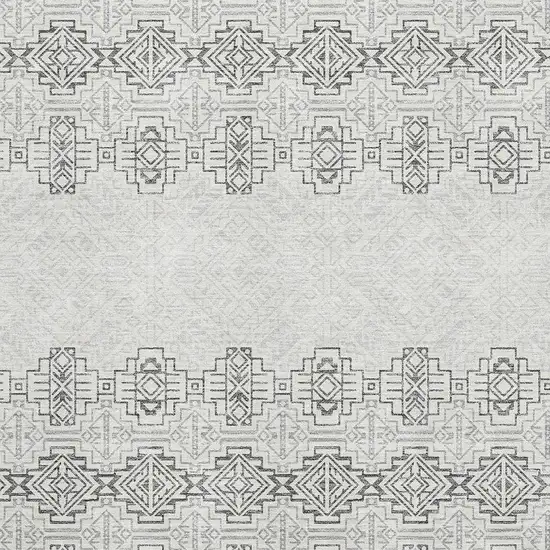 Gray And Ivory Southwestern Washable Area Rug With UV Protection Photo 2