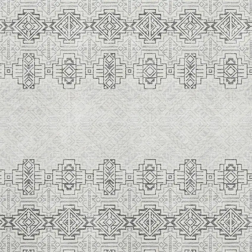 Gray And Ivory Southwestern Washable Area Rug With UV Protection Photo 2