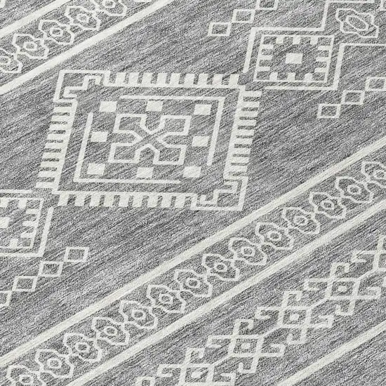 Gray And Ivory Southwestern Washable Indoor Outdoor Area Rug Photo 5
