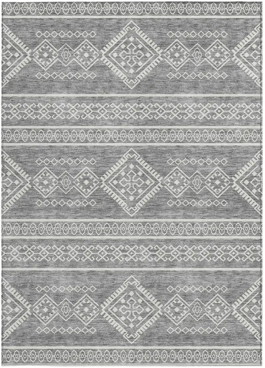 Gray And Ivory Southwestern Washable Indoor Outdoor Area Rug Photo 7