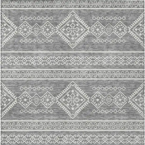 Gray And Ivory Southwestern Washable Indoor Outdoor Area Rug Photo 6