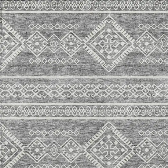 Gray And Ivory Southwestern Washable Indoor Outdoor Area Rug Photo 5