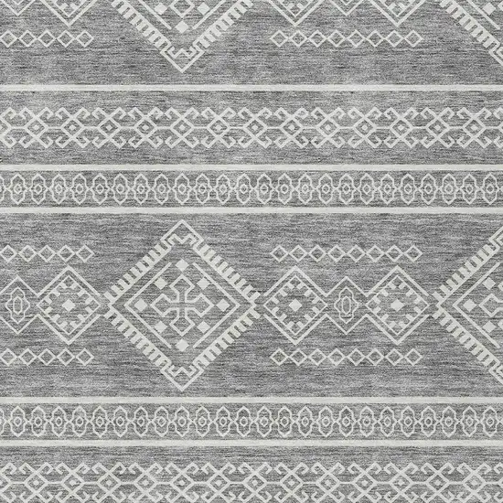 Gray And Ivory Southwestern Washable Indoor Outdoor Area Rug Photo 5