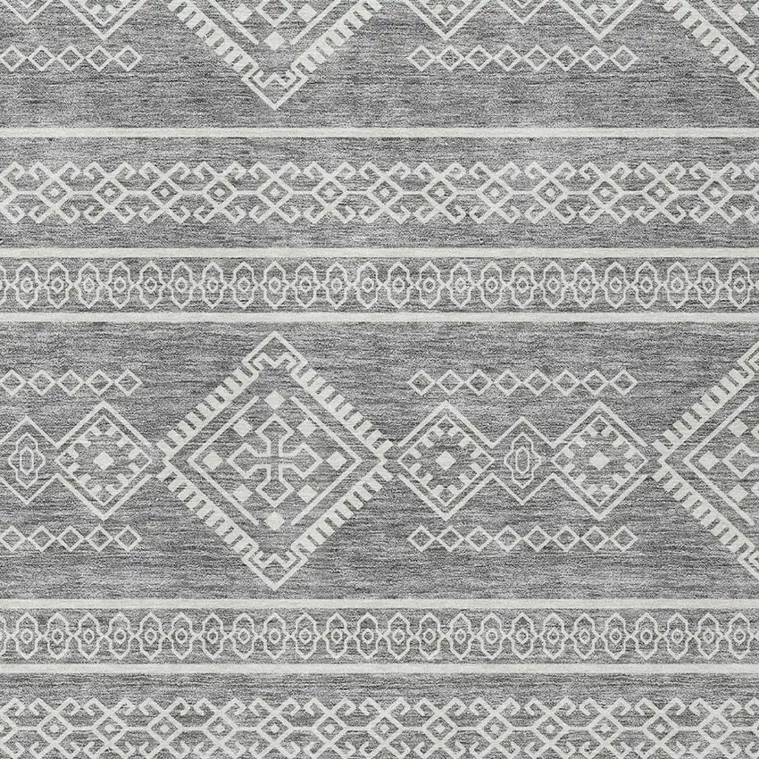 Gray And Ivory Southwestern Washable Indoor Outdoor Area Rug Photo 5