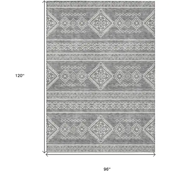 Gray And Ivory Southwestern Washable Indoor Outdoor Area Rug Photo 3