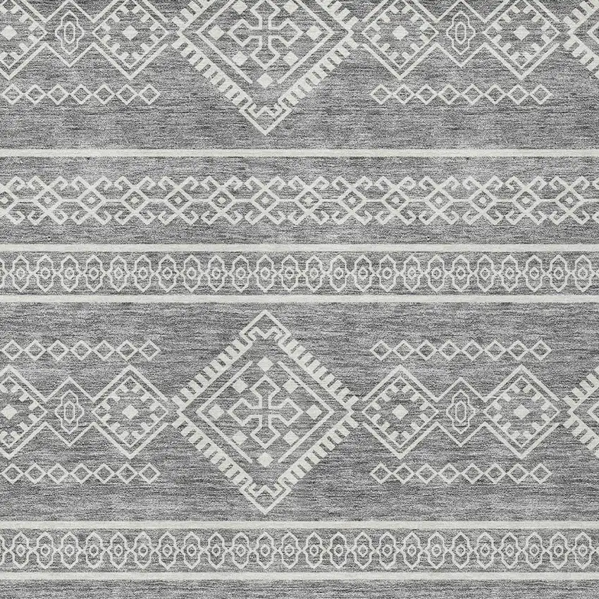 Gray And Ivory Southwestern Washable Indoor Outdoor Area Rug Photo 5