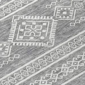 Photo of Gray And Ivory Southwestern Washable Indoor Outdoor Area Rug