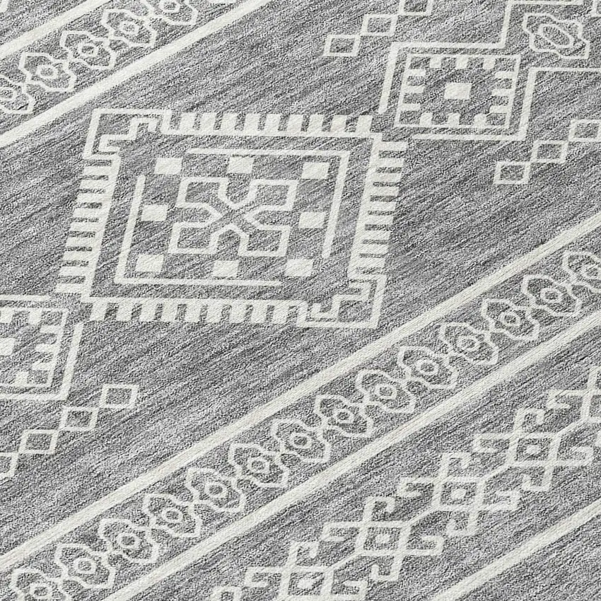 Gray And Ivory Southwestern Washable Indoor Outdoor Area Rug Photo 6