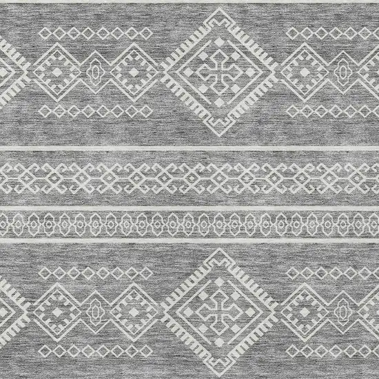 Gray And Ivory Southwestern Washable Indoor Outdoor Area Rug Photo 5