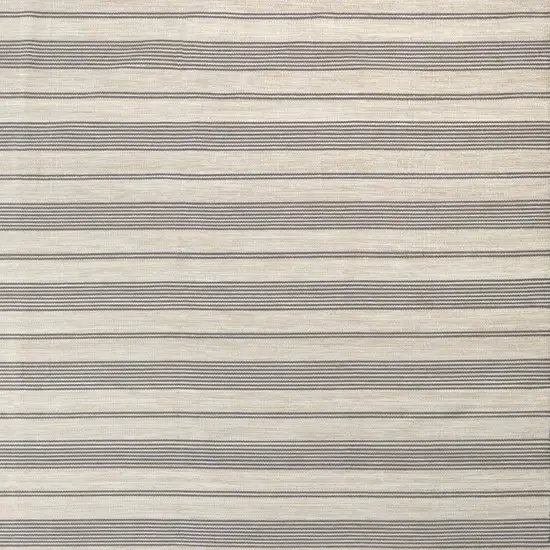 Gray and Ivory Striped Hand Woven Area Rug Photo 2