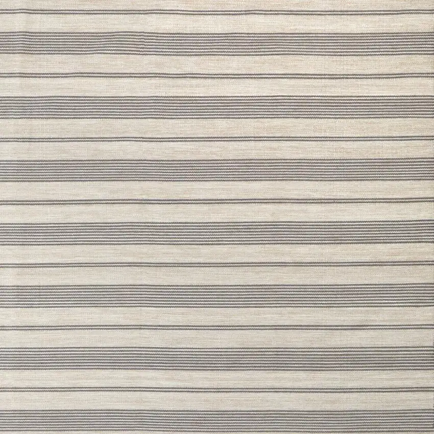 Gray and Ivory Striped Hand Woven Area Rug Photo 2