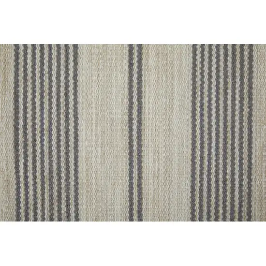 Gray and Ivory Striped Hand Woven Area Rug Photo 8