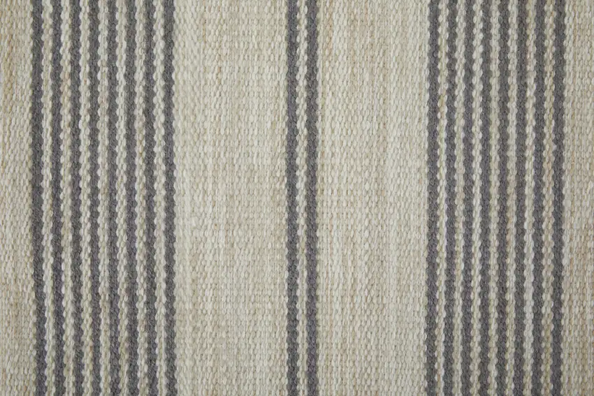 Gray and Ivory Striped Hand Woven Area Rug Photo 8