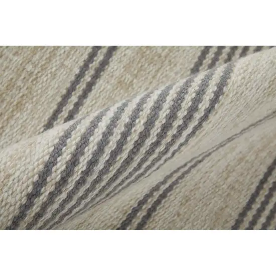 Gray and Ivory Striped Hand Woven Area Rug Photo 8