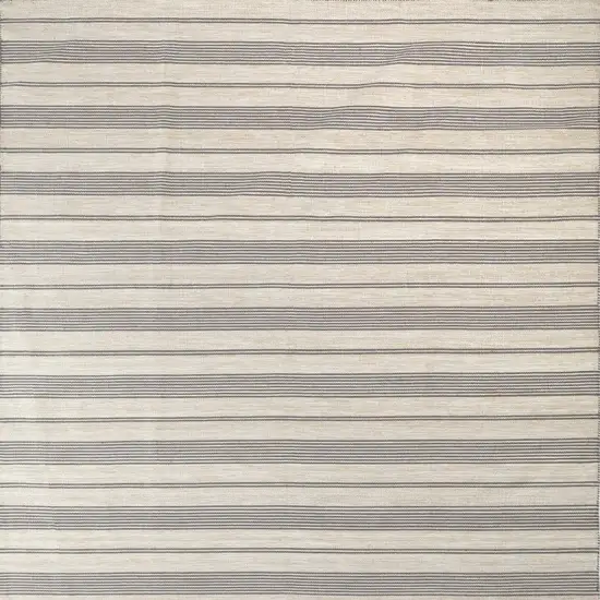 Gray and Ivory Striped Hand Woven Area Rug Photo 3