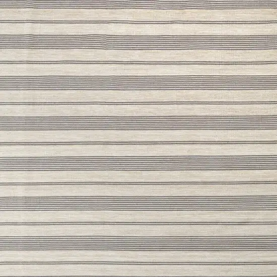 Gray And Ivory Striped Dhurrie Hand Woven Stain Resistant Area Rug Photo 2
