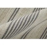 Photo of Gray And Ivory Striped Dhurrie Hand Woven Stain Resistant Area Rug
