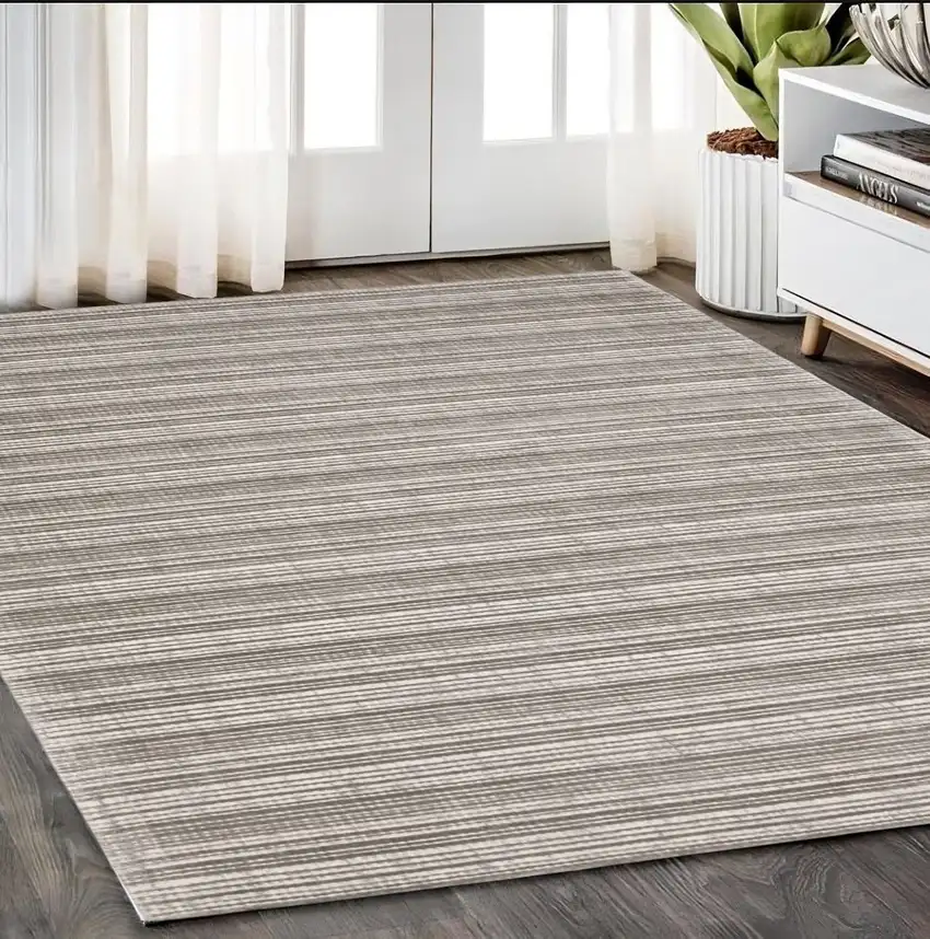 Gray And Ivory Striped Hand Tufted Area Rug Photo 1