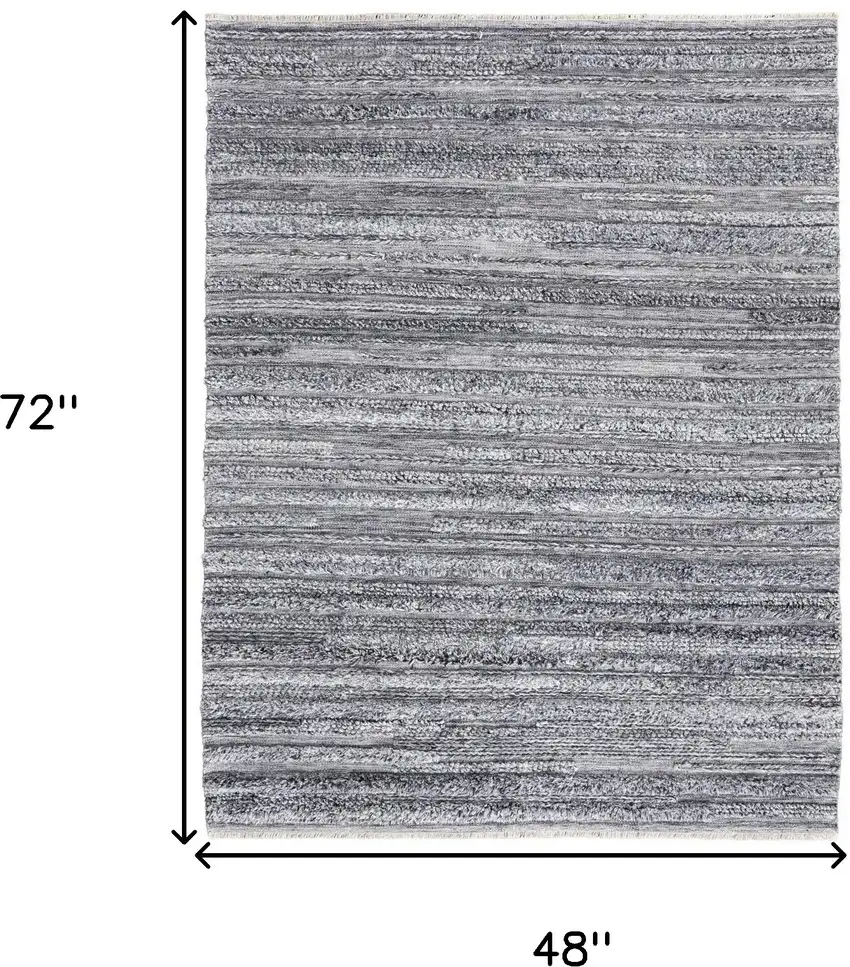 Gray And Ivory Striped Hand Woven Stain Resistant Area Rug Photo 10