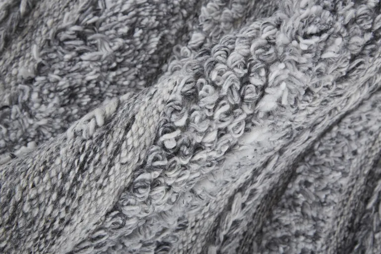 Gray And Ivory Striped Hand Woven Stain Resistant Area Rug Photo 2