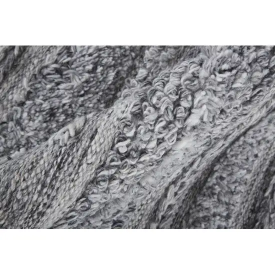 Gray And Ivory Striped Hand Woven Stain Resistant Area Rug Photo 2