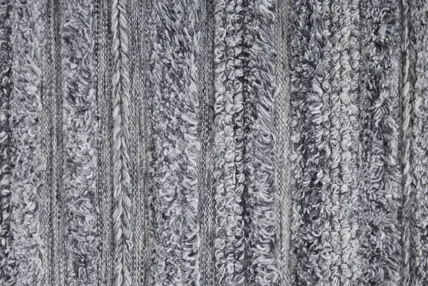 Gray And Ivory Striped Hand Woven Stain Resistant Area Rug Photo 3