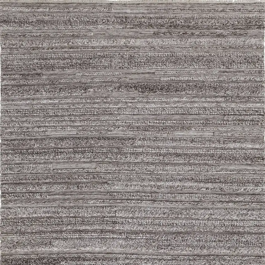Gray And Ivory Striped Hand Woven Stain Resistant Area Rug Photo 4