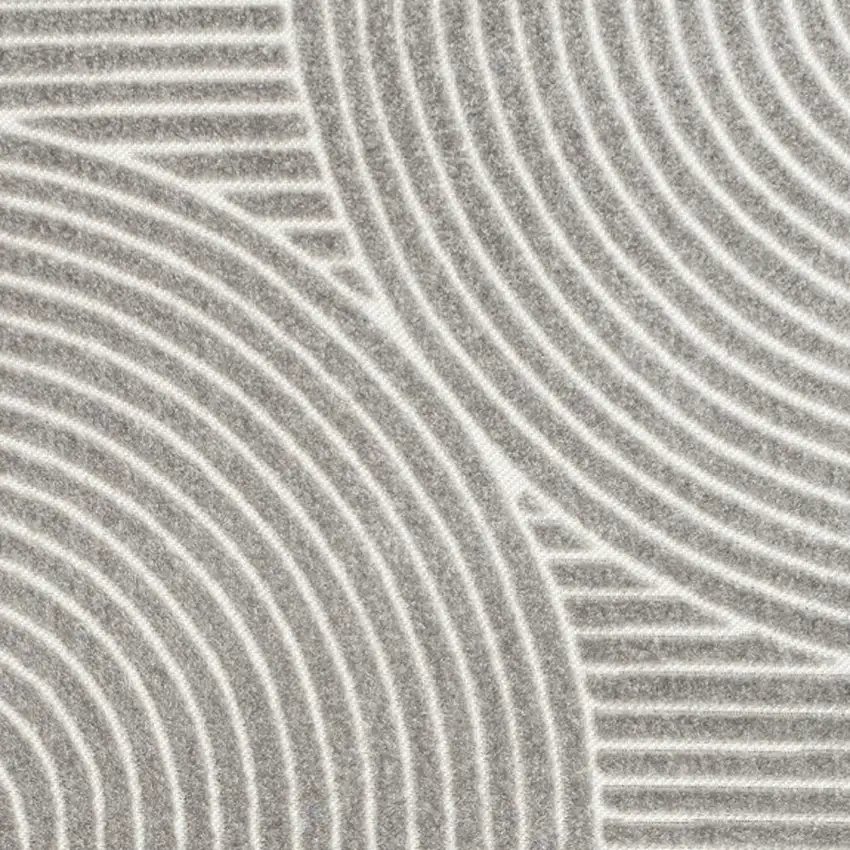 Gray And Ivory Striped Indoor Outdoor Area Rug Photo 2