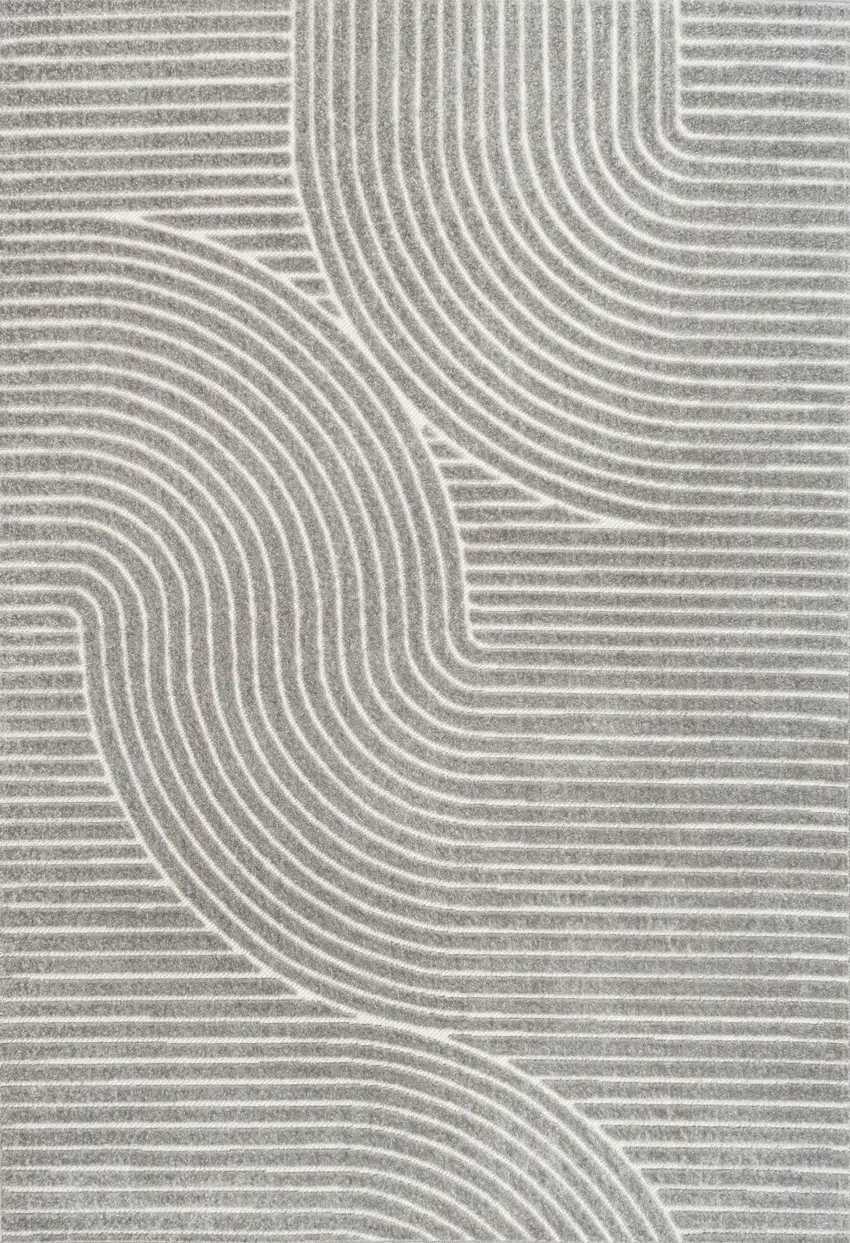 Gray And Ivory Striped Indoor Outdoor Area Rug Photo 1