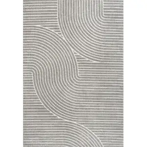 Photo of Gray And Ivory Striped Indoor Outdoor Area Rug