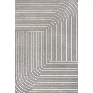 Photo of Gray And Ivory Striped Indoor Outdoor Area Rug