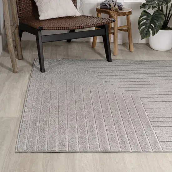 Gray And Ivory Striped Indoor Outdoor Area Rug Photo 7