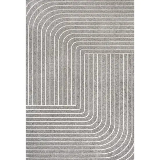 Gray And Ivory Striped Indoor Outdoor Area Rug Photo 3