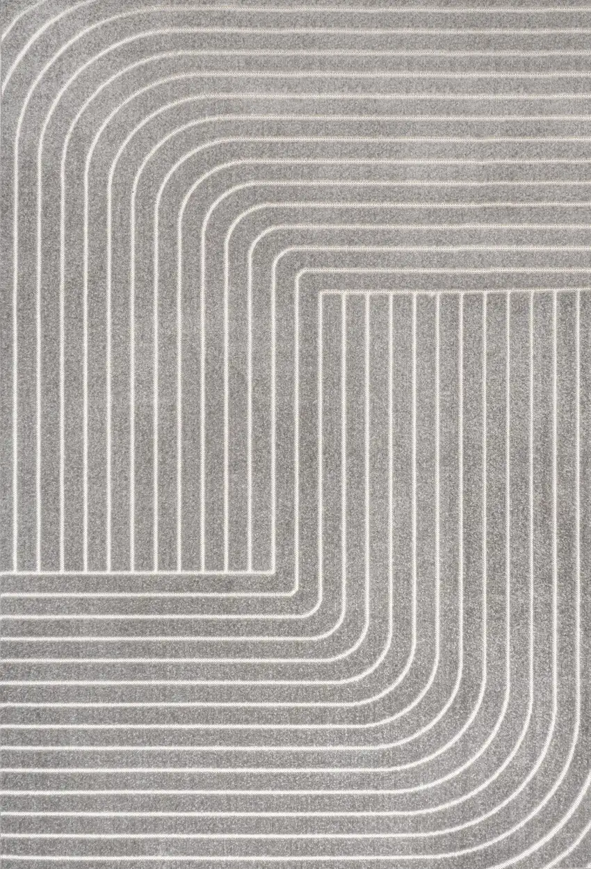 Gray And Ivory Striped Indoor Outdoor Area Rug Photo 3