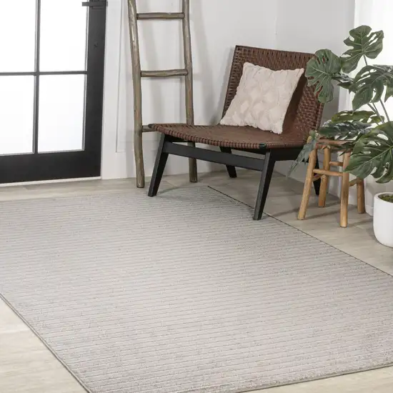 Gray And Ivory Striped Indoor Outdoor Area Rug Photo 8