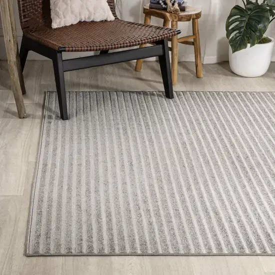 Gray And Ivory Striped Indoor Outdoor Area Rug Photo 6