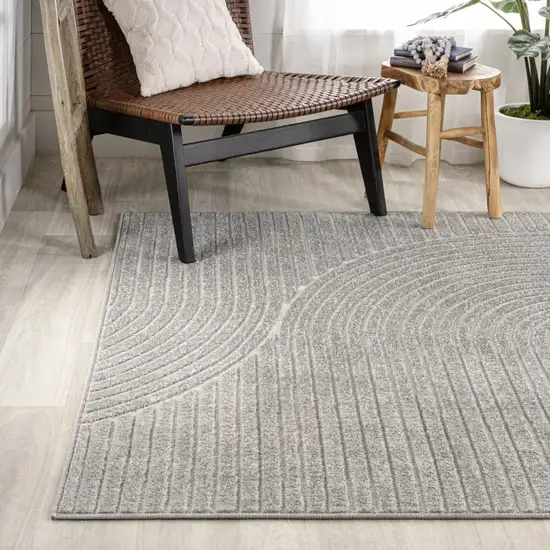 Gray And Ivory Striped Indoor Outdoor Area Rug Photo 7