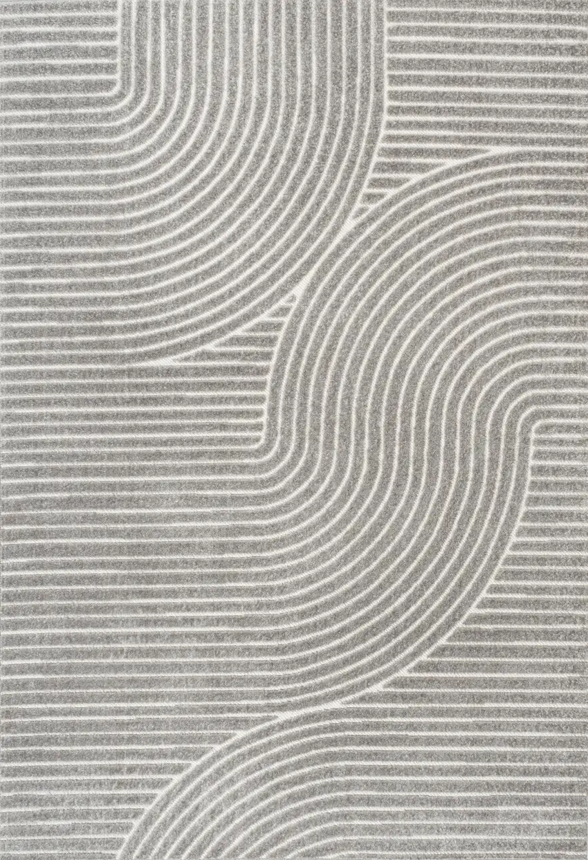 Gray And Ivory Striped Indoor Outdoor Area Rug Photo 3