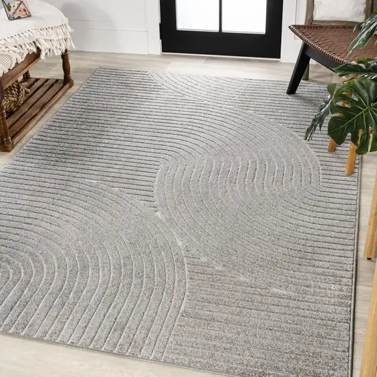 Gray And Ivory Striped Indoor Outdoor Area Rug Photo 6