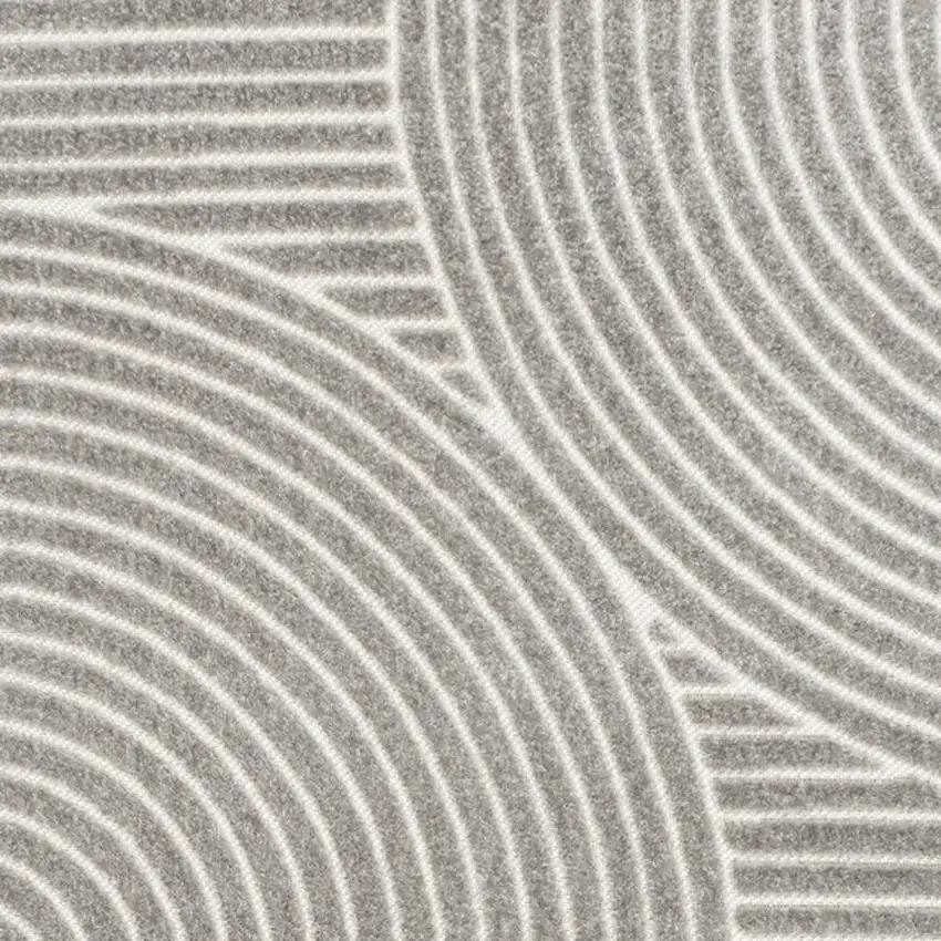 Gray And Ivory Striped Indoor Outdoor Area Rug Photo 2