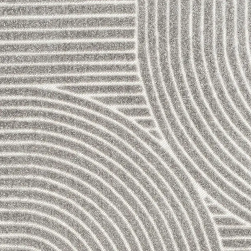 Gray And Ivory Striped Indoor Outdoor Area Rug Photo 2