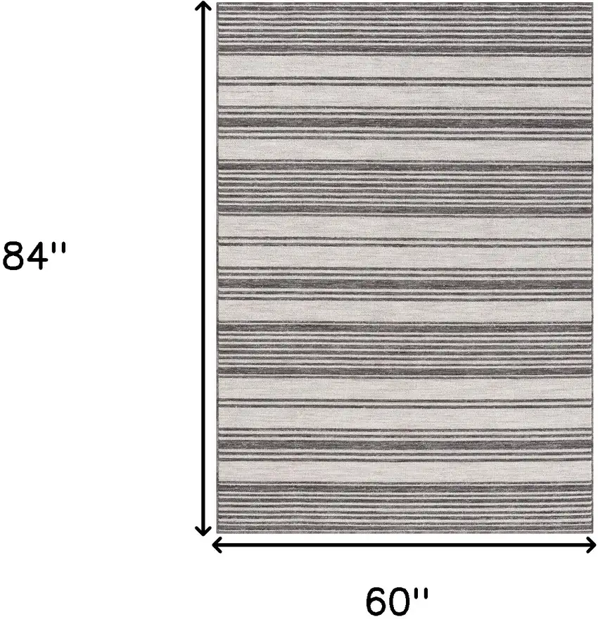 Gray And Ivory Striped Indoor Outdoor Area Rug Photo 7