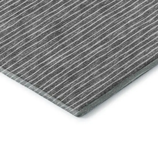 Gray And Ivory Striped Washable Area Rug With UV Protection Photo 8