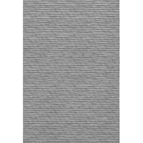 Gray And Ivory Striped Washable Area Rug With UV Protection Photo 4