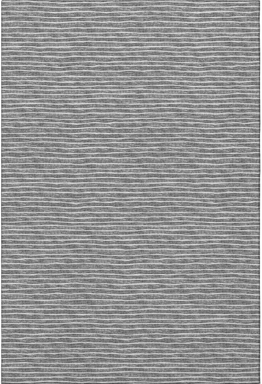 Gray And Ivory Striped Washable Area Rug With UV Protection Photo 4