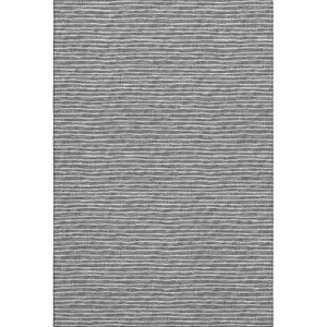 Photo of Gray And Ivory Striped Washable Area Rug With UV Protection