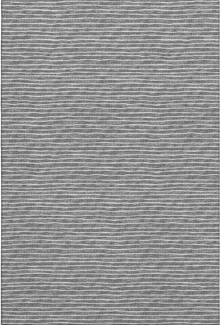 Gray And Ivory Striped Washable Area Rug With UV Protection Photo 2